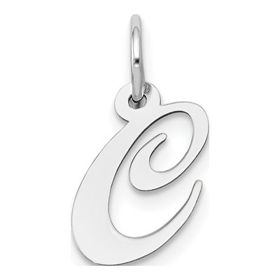 10K White Gold Script Initial C Pendant