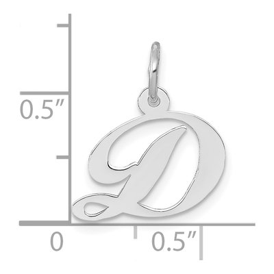 10K White Gold Script Initial D Pendant – view 3