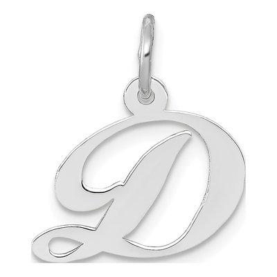 10K White Gold Script Initial D Pendant