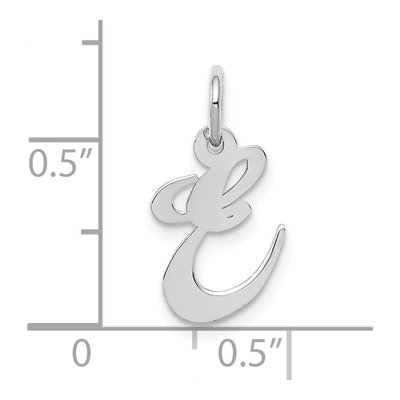 10K White Gold Script Initial E Pendant – view 3