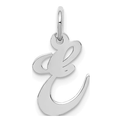 10K White Gold Script Initial E Pendant