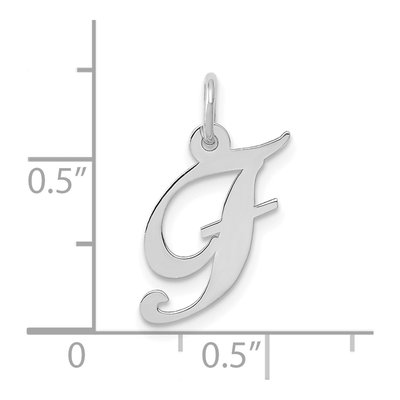 10K White Gold Script Initial F Pendant – view 3