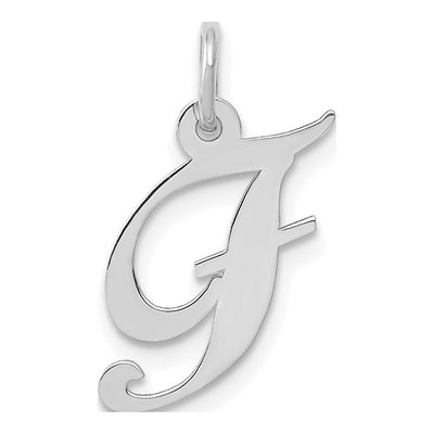 10K White Gold Script Initial F Pendant