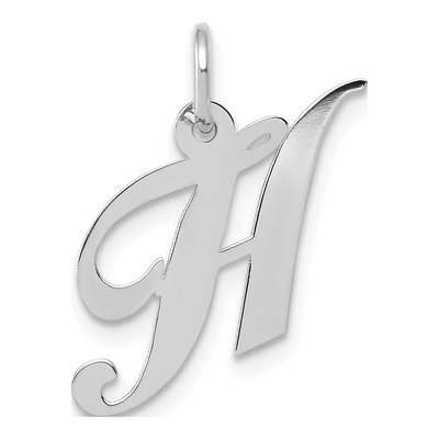 10K White Gold Script Initial H Pendant