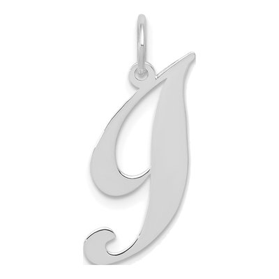 10K White Gold Script Initial I Pendant