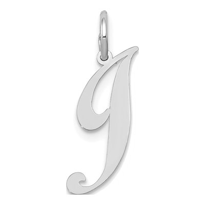 10K White Gold Script Initial J Pendant