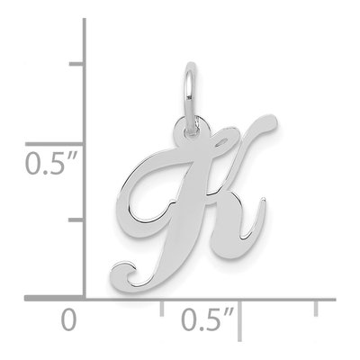 10K White Gold Script Initial K Pendant – view 3