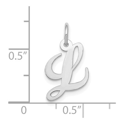 10K White Gold Script Initial L Pendant – view 3