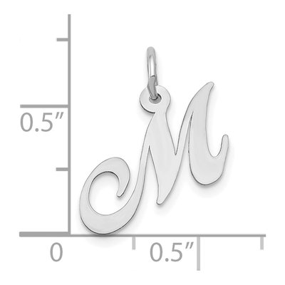 10K White Gold Script Initial M Pendant – view 3