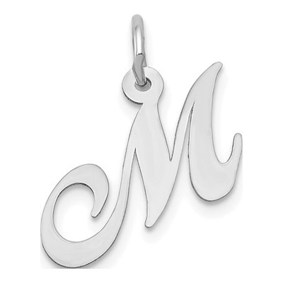 10K White Gold Script Initial M Pendant