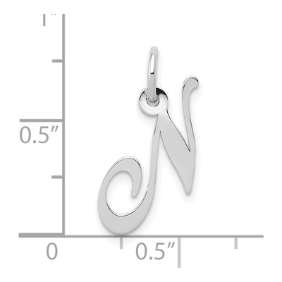 10K White Gold Script Initial N Pendant – view 3