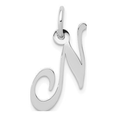 10K White Gold Script Initial N Pendant