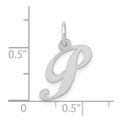 10K White Gold Script Initial P Pendant – view 3