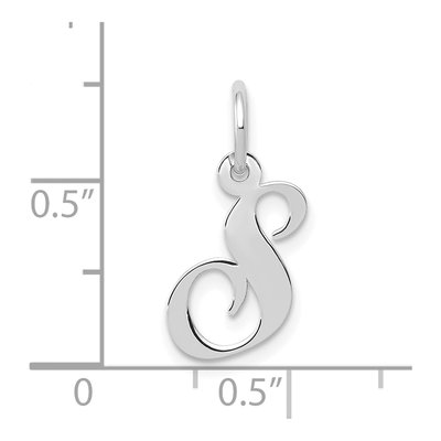 10K White Gold Script Initial S Pendant – view 3