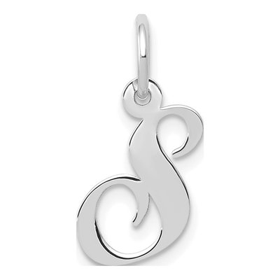10K White Gold Script Initial S Pendant