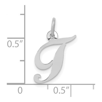 10K White Gold Script Initial T Pendant – view 3