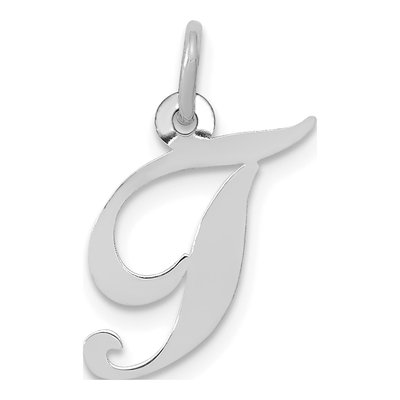 10K White Gold Script Initial T Pendant