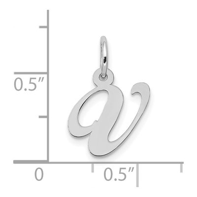 10K White Gold Script Initial V Pendant – view 3