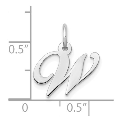 10K White Gold Script Initial W Pendant – view 3
