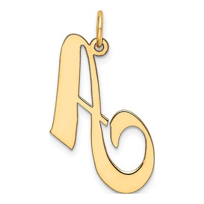 10K Yellow Gold Large Script Letter A Charm – view 3