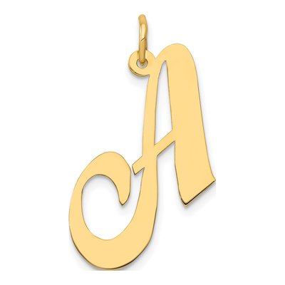 10K Yellow Gold Large Script Letter A Charm