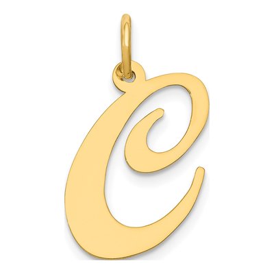 10K Yellow Gold Large Script Letter C Charm