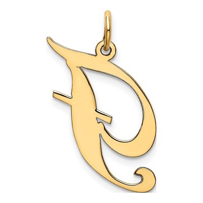 10K Yellow Gold Large Script Initial F Charm – view 3