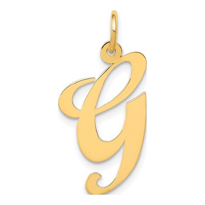 10K Yellow Gold Large Script Letter G Charm