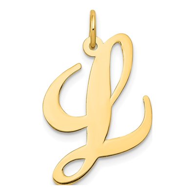 10K Yellow Gold Large Script Letter L Charm
