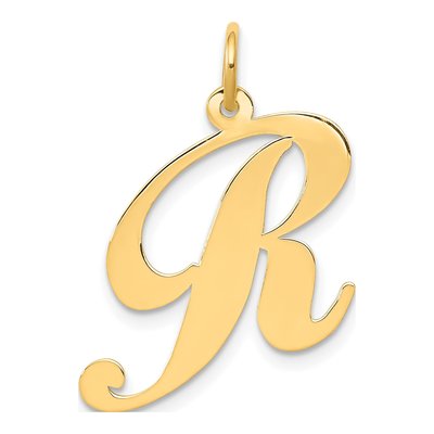 10K Yellow Gold Letter R Charm