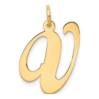 10K Yellow Gold Large Script Letter V Charm