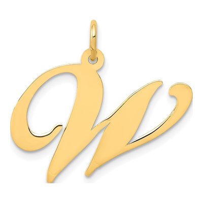 10K Yellow Gold Script Letter W Pendant