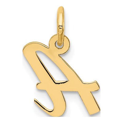 10K Yellow Gold Small Script Initial A Charm – view 5