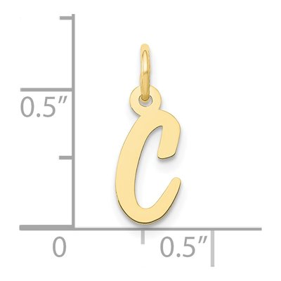 10K Yellow Gold Small Script Initial C Charm – view 4