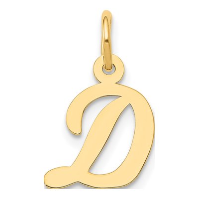 10K Yellow Gold Small Script Initial D Charm