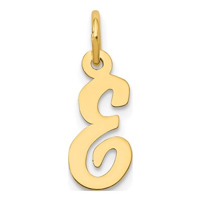 10K Yellow Gold Small Script Initial E Charm