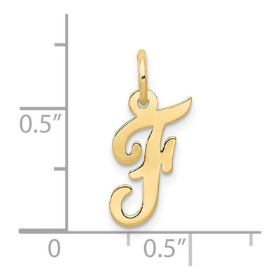 10K Yellow Gold Small Script Initial F Charm – view 4