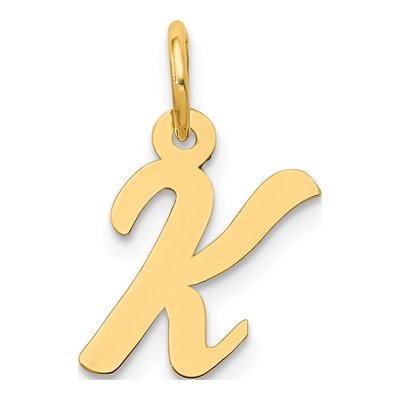 10K Yellow Gold Script Initial K Pendant