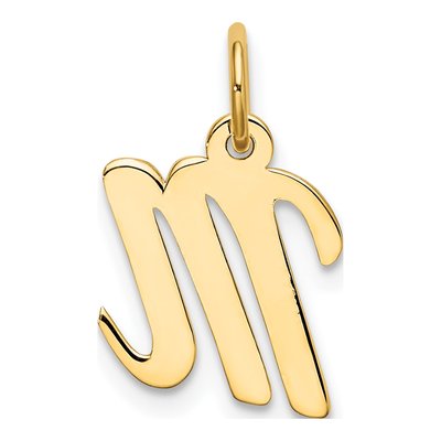 10K Yellow Gold Small Script Initial M Charm – view 5