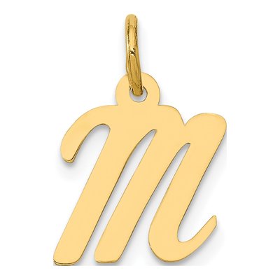 10K Yellow Gold Small Script Initial M Charm