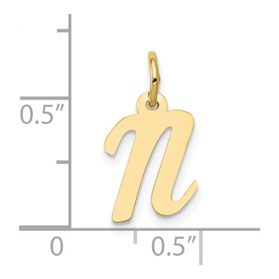 10K Yellow Gold Small Script Initial N Charm – view 4