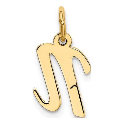 10K Yellow Gold Small Script Initial N Charm – view 5