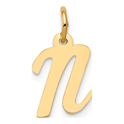 10K Yellow Gold Small Script Initial N Charm