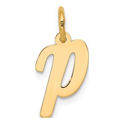10K Yellow Gold Script Initial P Charm