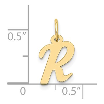 10K Yellow Gold Script Initial R Pendant – view 4