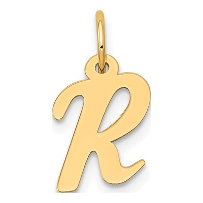 10K Yellow Gold Script Initial R Pendant