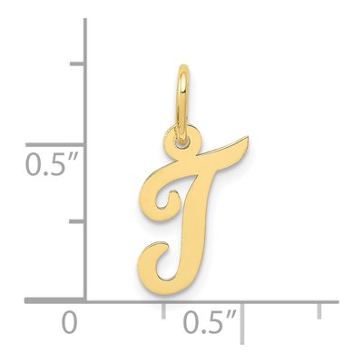 10K Yellow Gold Small Script Initial T Charm – view 4