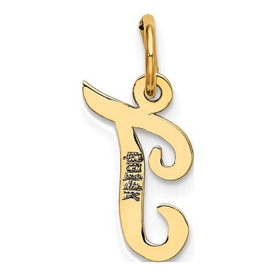10K Yellow Gold Small Script Initial T Charm – view 5