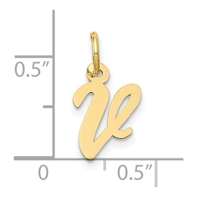 10K Yellow Gold Small Script Initial V Charm – view 4