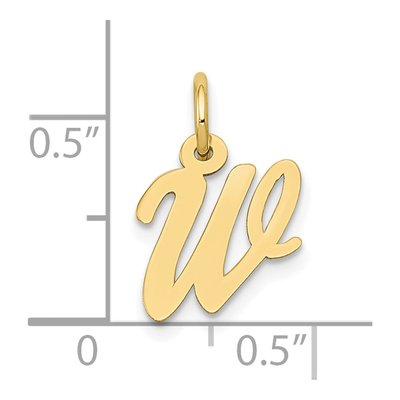10K Yellow Gold Small Script Initial W Charm – view 3
